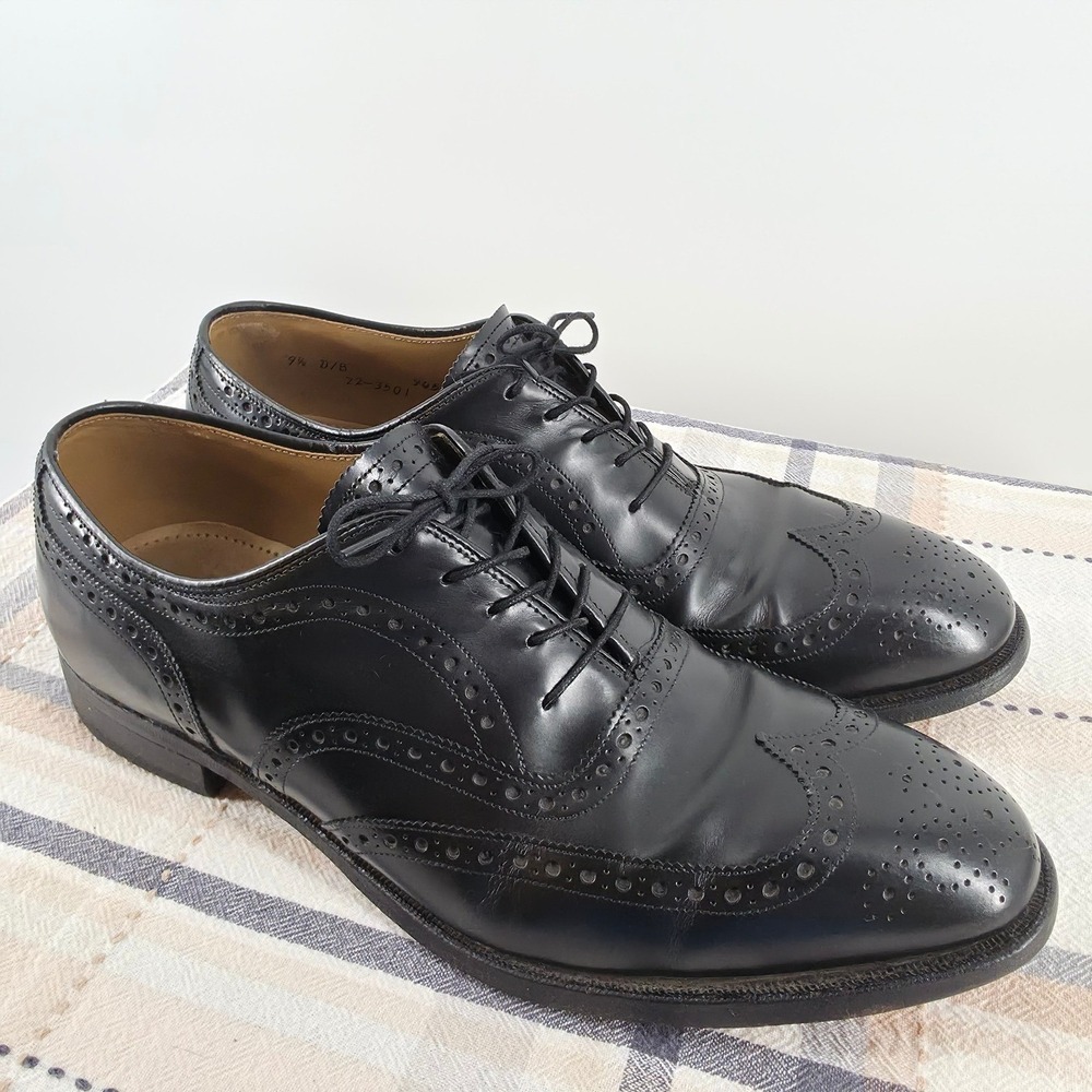 Johnston & Murphy Aristocraft Men's Size 9.5 D Black Leather Wingtip Oxfords